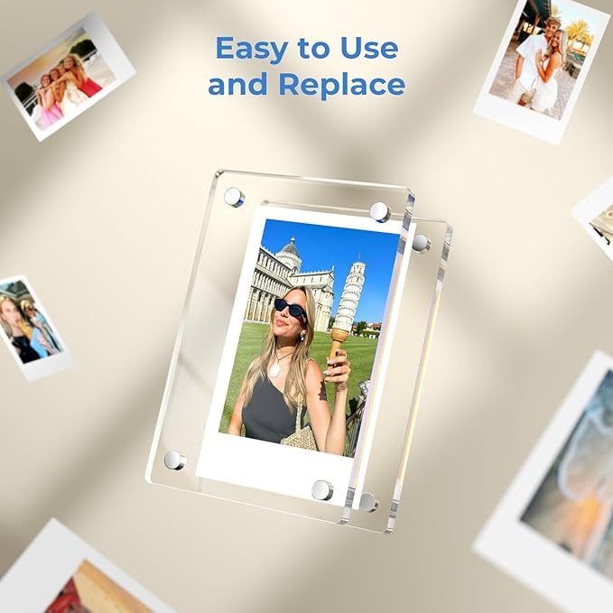 Customized/Personalized Fridge Magnet Photo Frames (Pack of 4) | Acrylic Magnetic Photo Frame 3x4 Inch with Photo | Gift for Couples, Birthday, Anniversary,