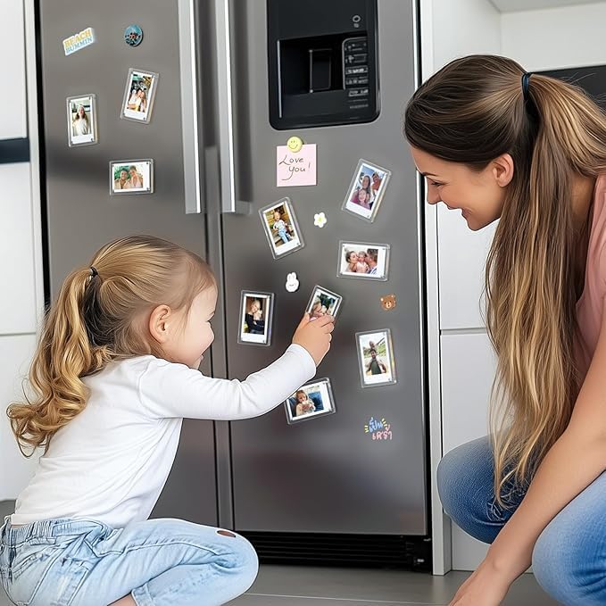 Customized/Personalized Fridge Magnet Photo Frames (Pack of 4) | Acrylic Magnetic Photo Frame 3x4 Inch with Photo | Gift for Couples, Birthday, Anniversary,