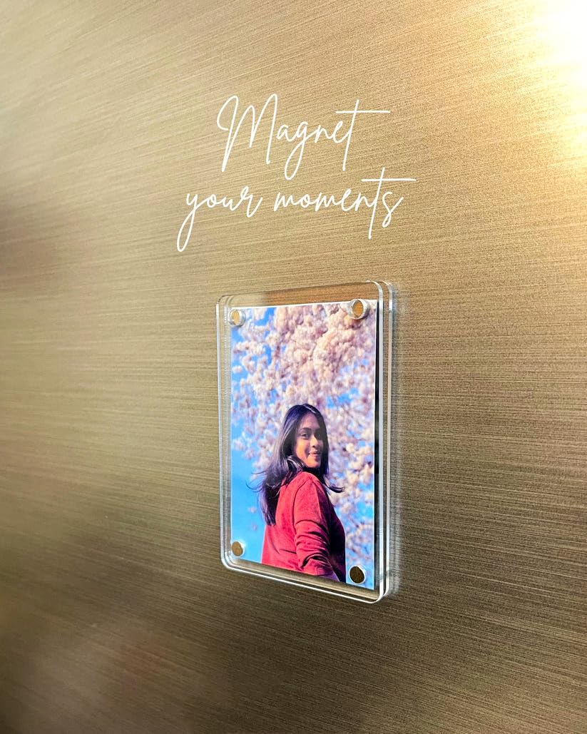Customized/Personalized Fridge Magnet Photo Frames (Pack of 4) | Acrylic Magnetic Photo Frame 3x4 Inch with Photo | Gift for Couples, Birthday, Anniversary,