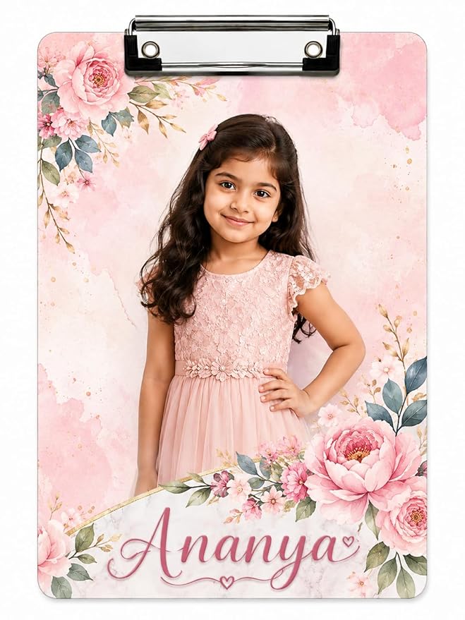Customized Exam Pad Clipboard with Photo, Name & Logo | Lightweight Plastic Pad | Custom Clipboard for Kids Students School,Collge & Office