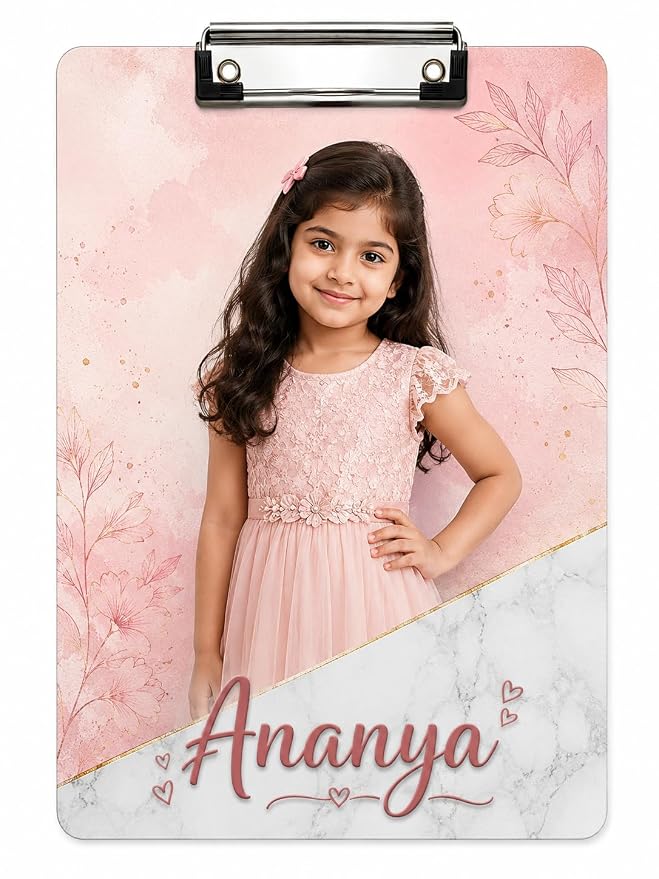 Customized Exam Pad Clipboard with Photo, Name & Logo | Lightweight Plastic Pad | Custom Clipboard for Kids Students School,Collge & Office
