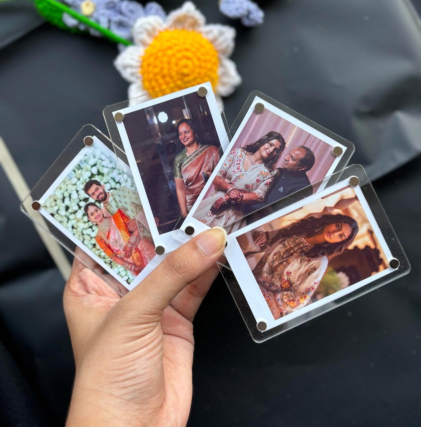 Customized/Personalized Fridge Magnet Photo Frames (Pack of 4) | Acrylic Magnetic Photo Frame 3x4 Inch with Photo | Gift for Couples, Birthday, Anniversary,